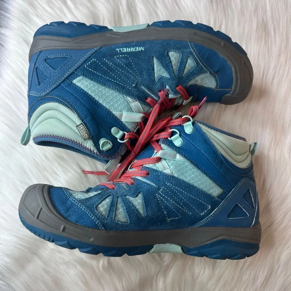 Merrell Waterproof Leather Capra Mid Hiking Boots Big Kid Size 6.5